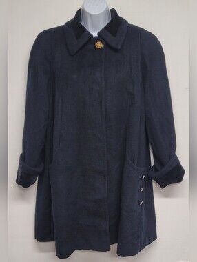 Loring Vintage Black Wool Blend Winter Pea Coat 10